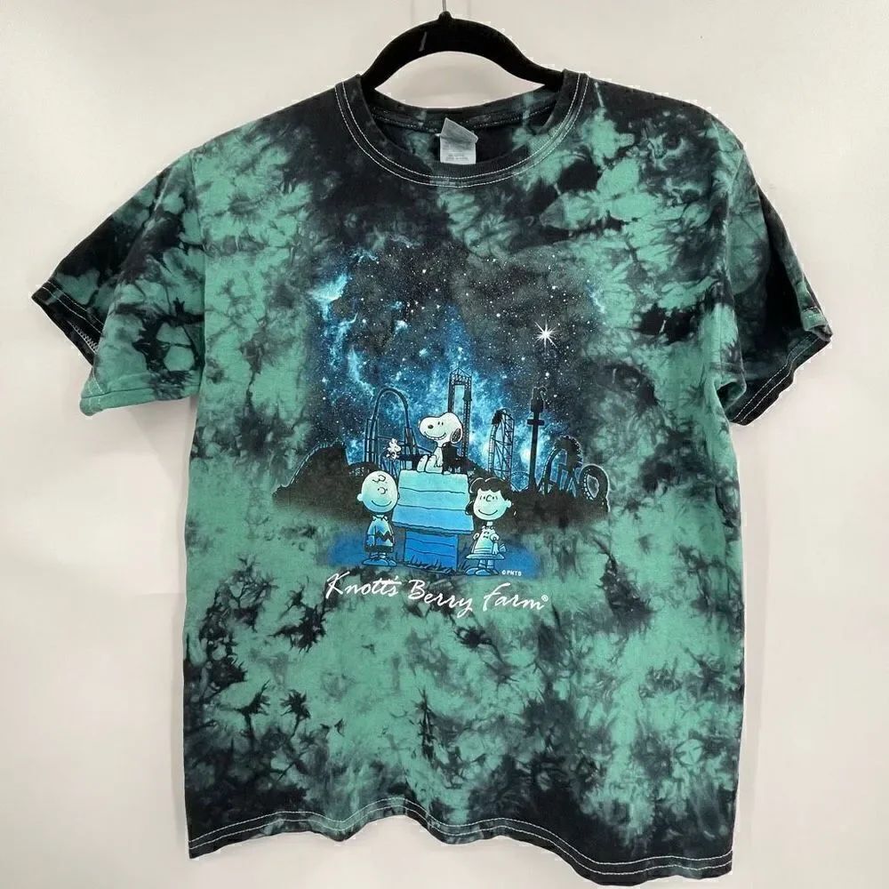 Gildan Green Black Knott's Berry Farm Tie Dye Tee Kids Shirt Size Large